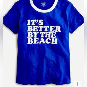 JCREW RARE ringer tee -“it’s better by the beach” small, graphic tee